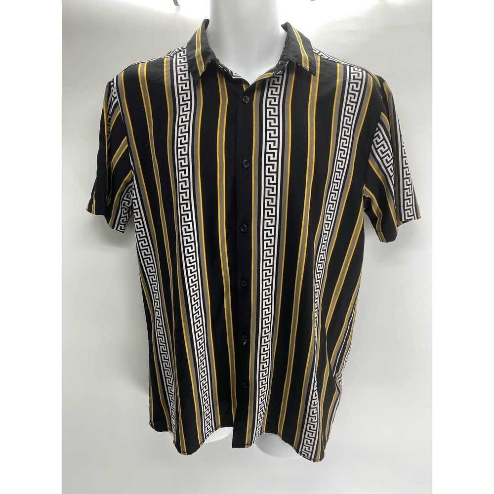 Drill Clothing Co. Men's black/white/yellow Med. casual stretch shirt.